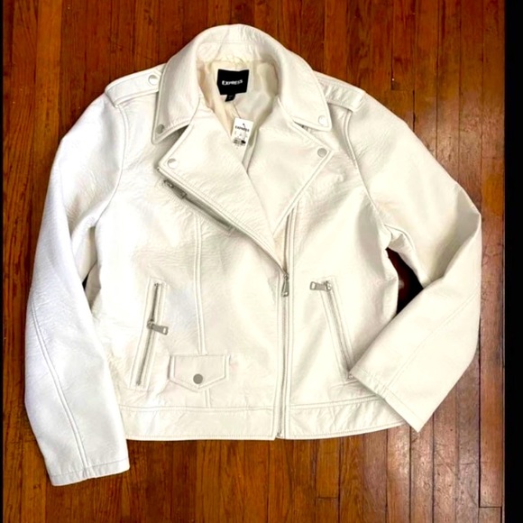 Express Jackets & Blazers - White faux Leather Jacket.